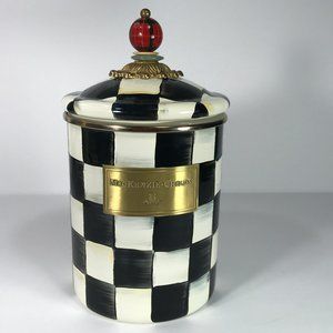 MacKenzie-Childs Canister 8.5 Medium Courtly Check Enamel Plaid Top
